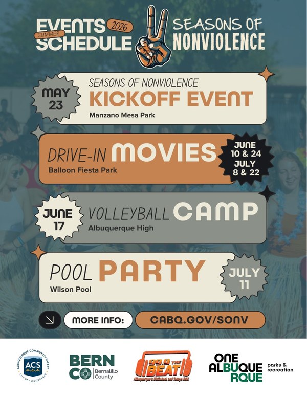 2026 Seasons of Nonviolence Summer Schedule 2026 Seasons of Nonviolence Summer Schedule text on page.