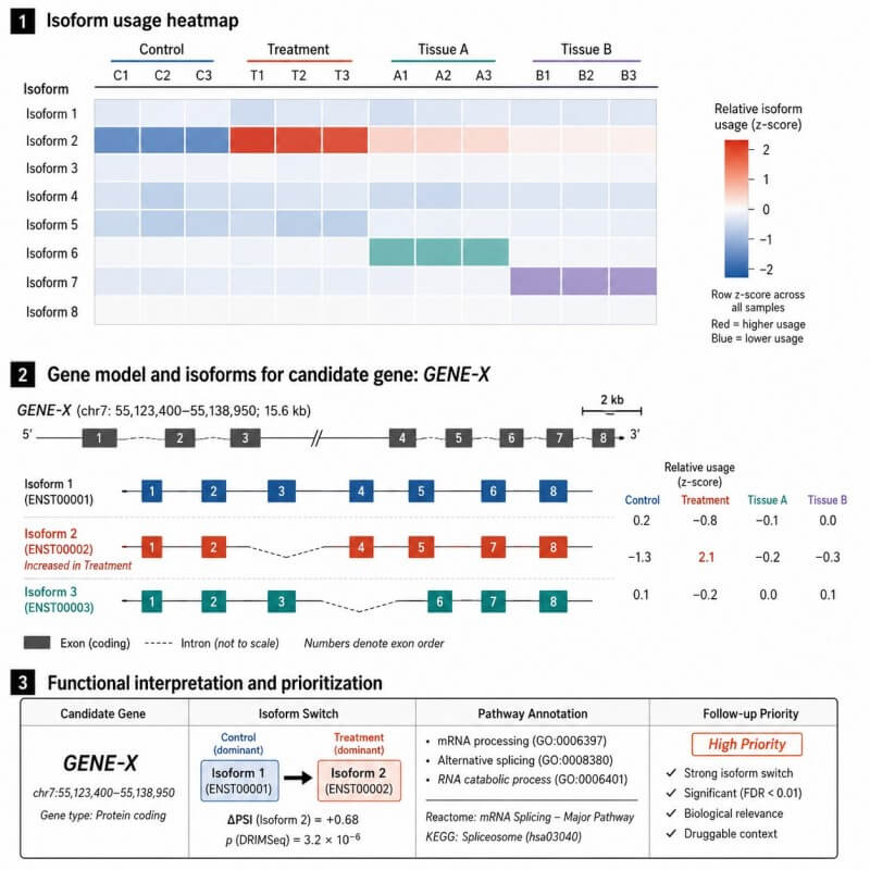 Differential isoform usage and interpretation view