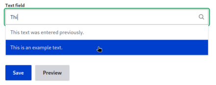 A demonstration of the autocomplete functionality in action on a text field.
