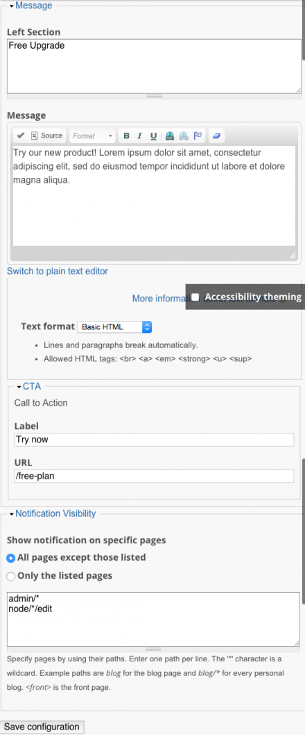 Config form