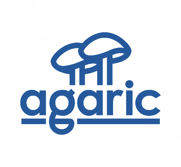 Agaric web development collective Agaric logo (two cooperative mushrooms) and wordmark ("agaric")