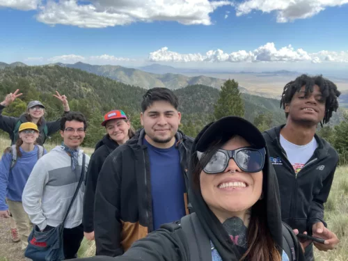 Interns hiking in Socorro, NM during a field trip.