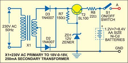 White LED Based Emergency Lamp and Turning Indicator: Battery charger