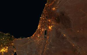 Satellite picture of the Gaza strip taken at night