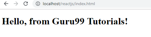 Hello World output of the CDN-based ReactJS example