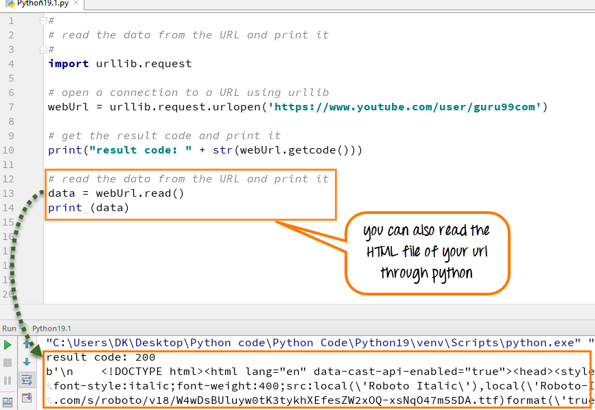 HTML file form URL in Python