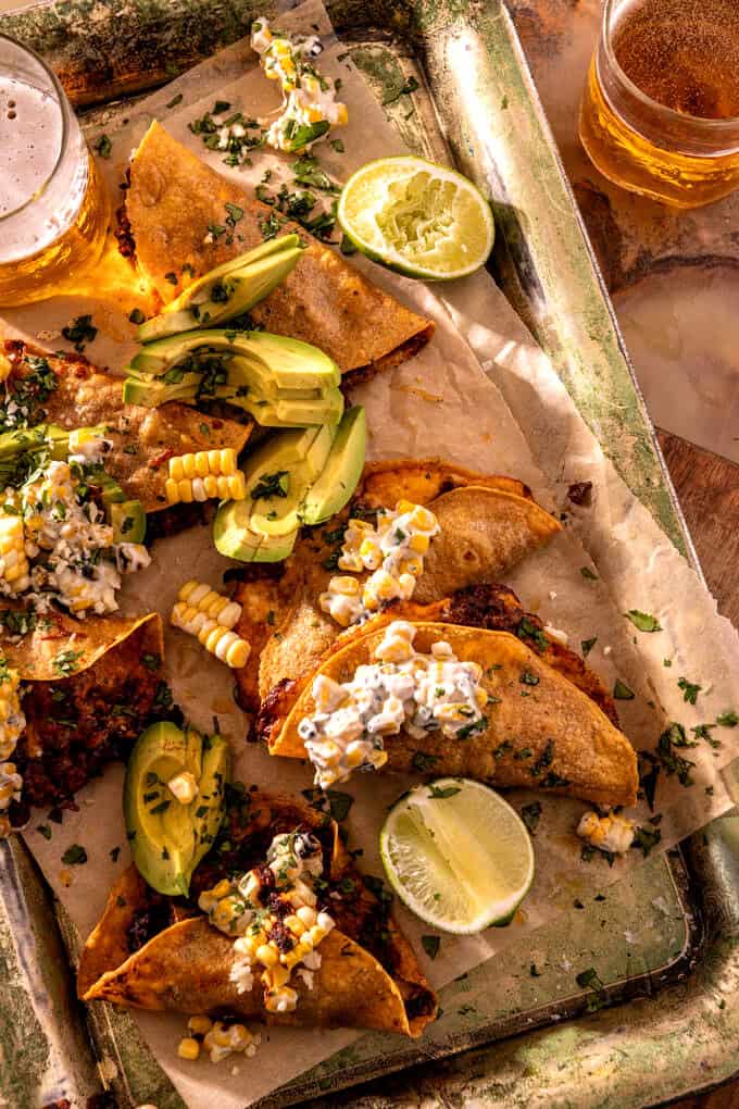 Crispy Smashed Beef Street Corn Tacos | halfbakedharvest.com