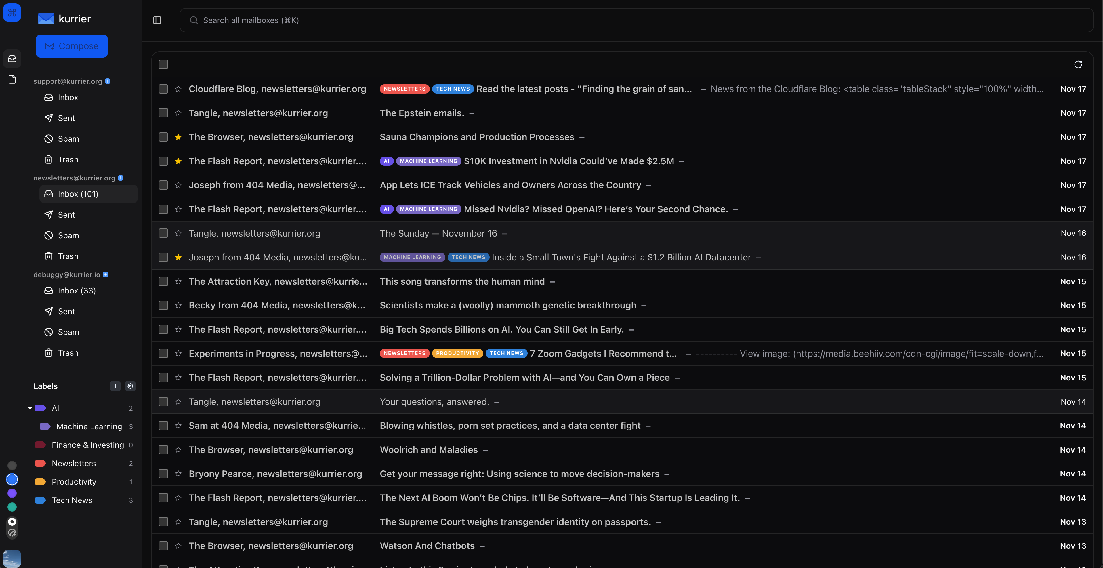 Kurrier Webmail View