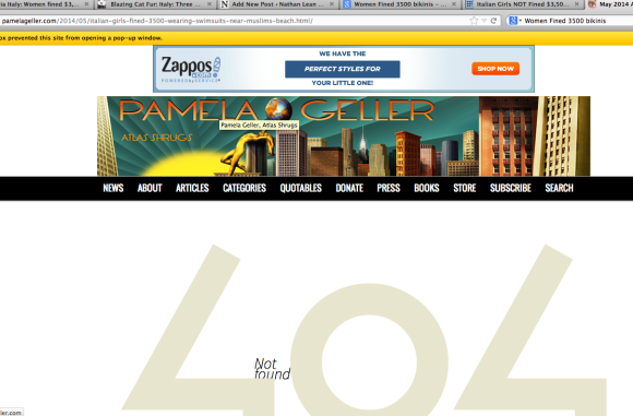 Pamela Geller removed the story from her website after learning it was fake.
