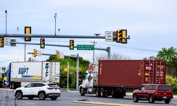 TMC-L-LVbottlenecks-03 Vehicles travel Tuesday, April 28, 2026, along Route 222 and Mill Creek Road in Upper Macungie Township. The intersection of Route 222 westbound and Mill Creek Road is the top traffic bottleneck in Lehigh County, according to the Lehigh Valley Transportation Study. (April Gamiz/The Morning Call)
