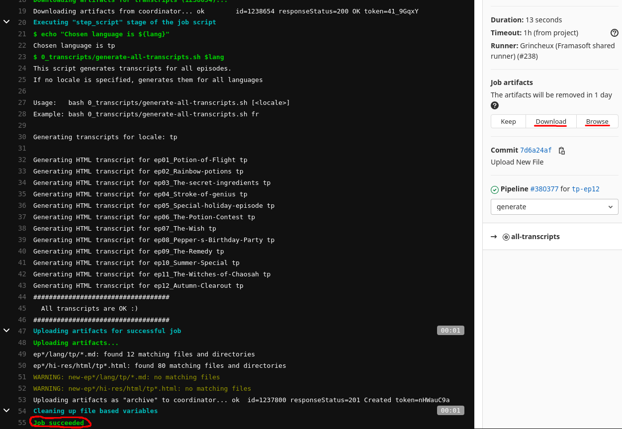 GitLab CI - job artifacts