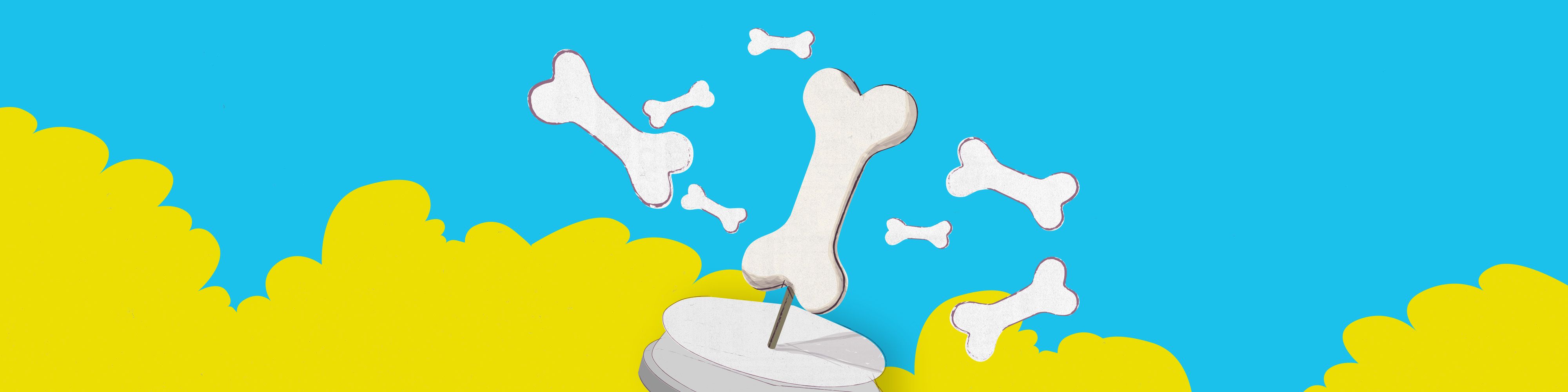 L'os d'Idéfix sur un socle
