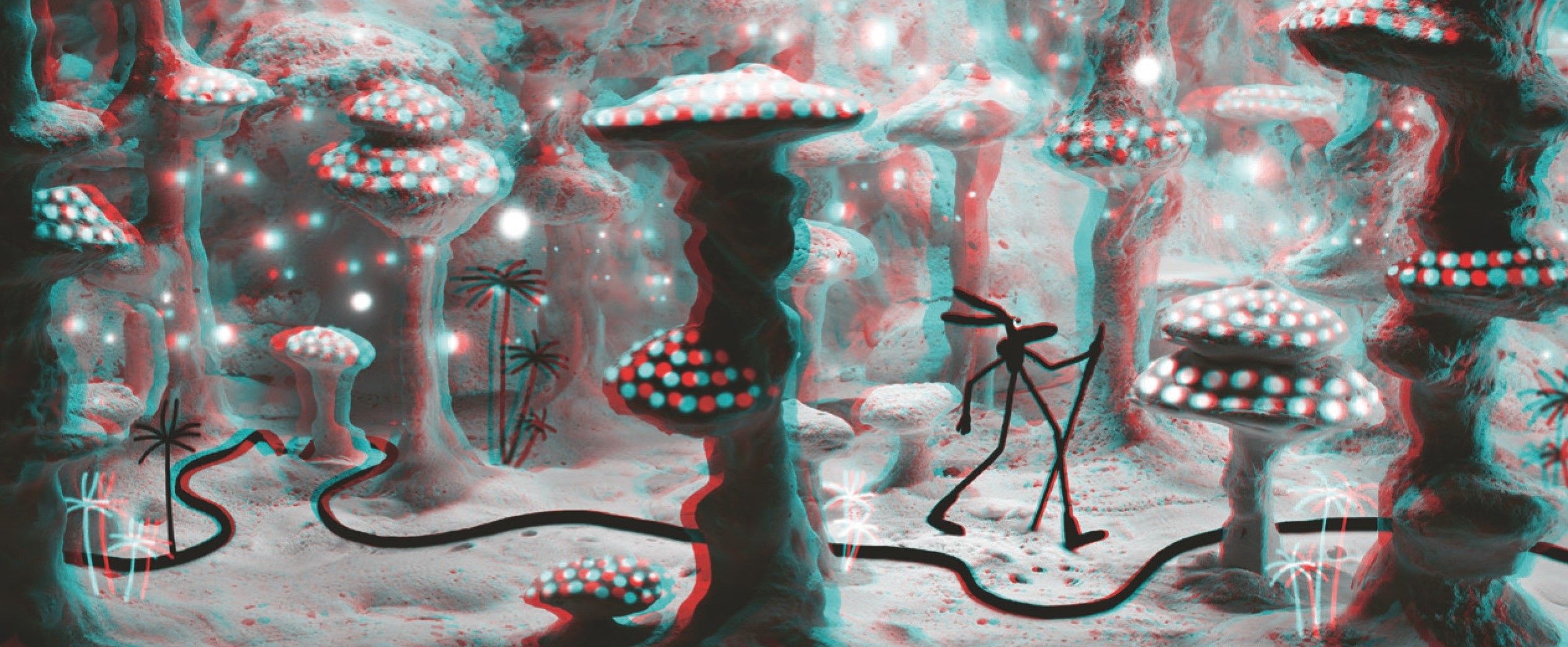 A regarder avec des lunettes 3D : l'une des cases de "Jean Jambe et le mystère des profondeurs"