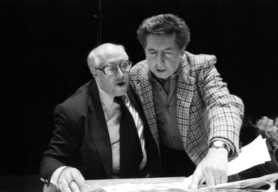 Henri Dutilleux et Mstislav Rostropovitch le 28 décembre 1978 à la Maison de la radio