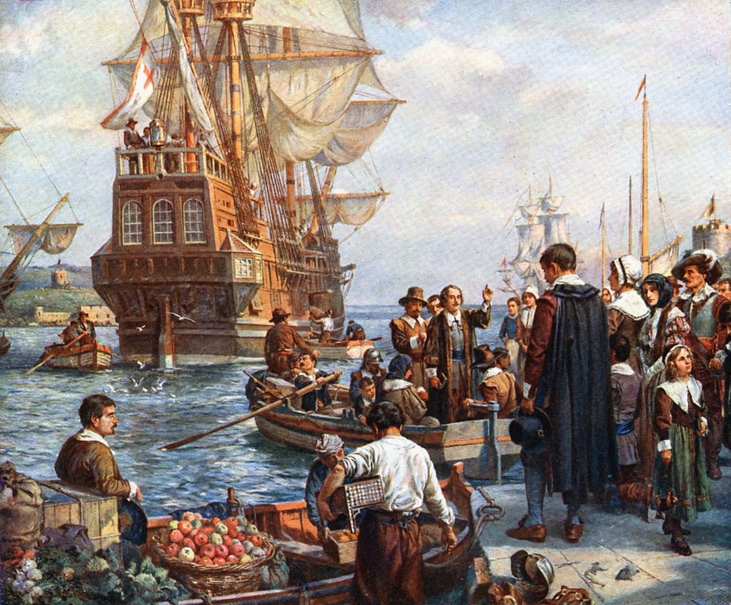 Les Pilgrim Fathers embarquent au bord du Mayflower
