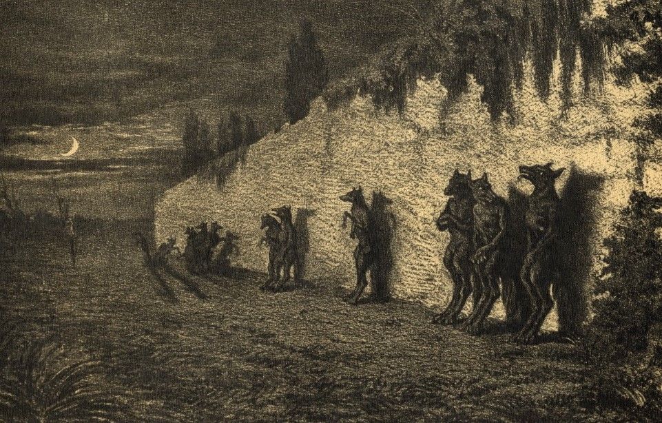 "Les Lupins", lithographie de Maurice Sand extraite des "Légendes rustiques" de George Sand (1858), Bibliothèque des Arts Décoratifs à Paris.