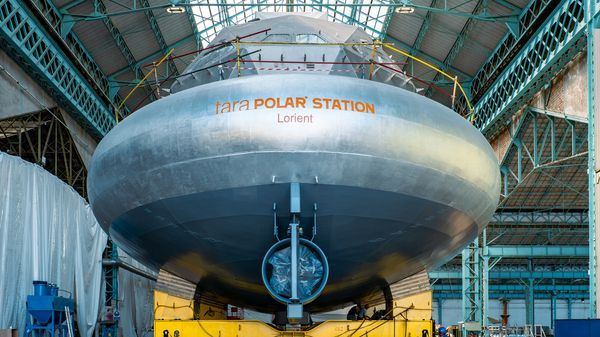 La Tara polar station en construction aux Constructions mécaniques de Normandie (CMN) à Cherbourg, le 3 septembre 2024.