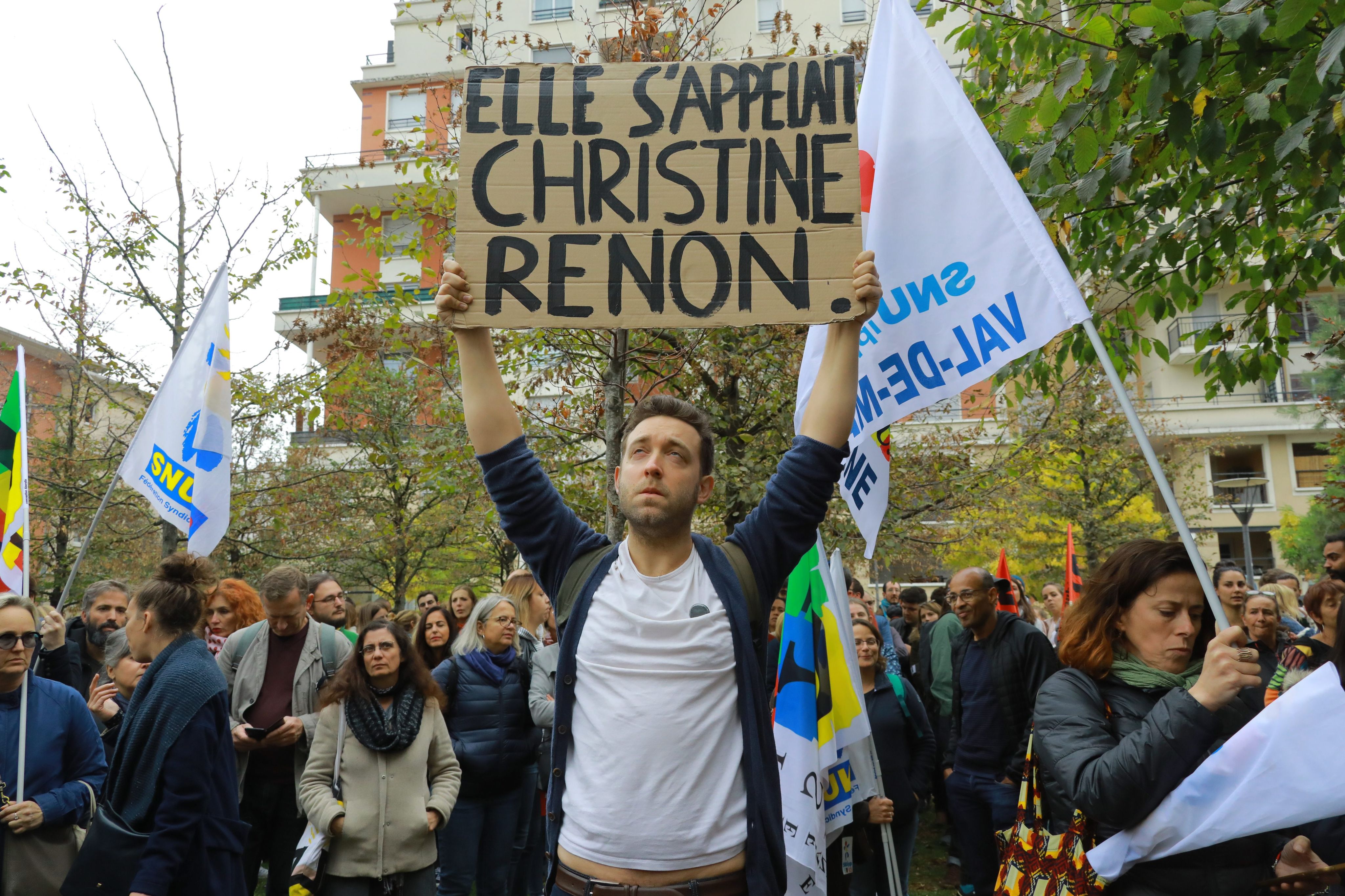 Bobigny, 3 octobre 2019, manifestation d'enseignants suite au suicide de Christine Renon le 23/09/2019