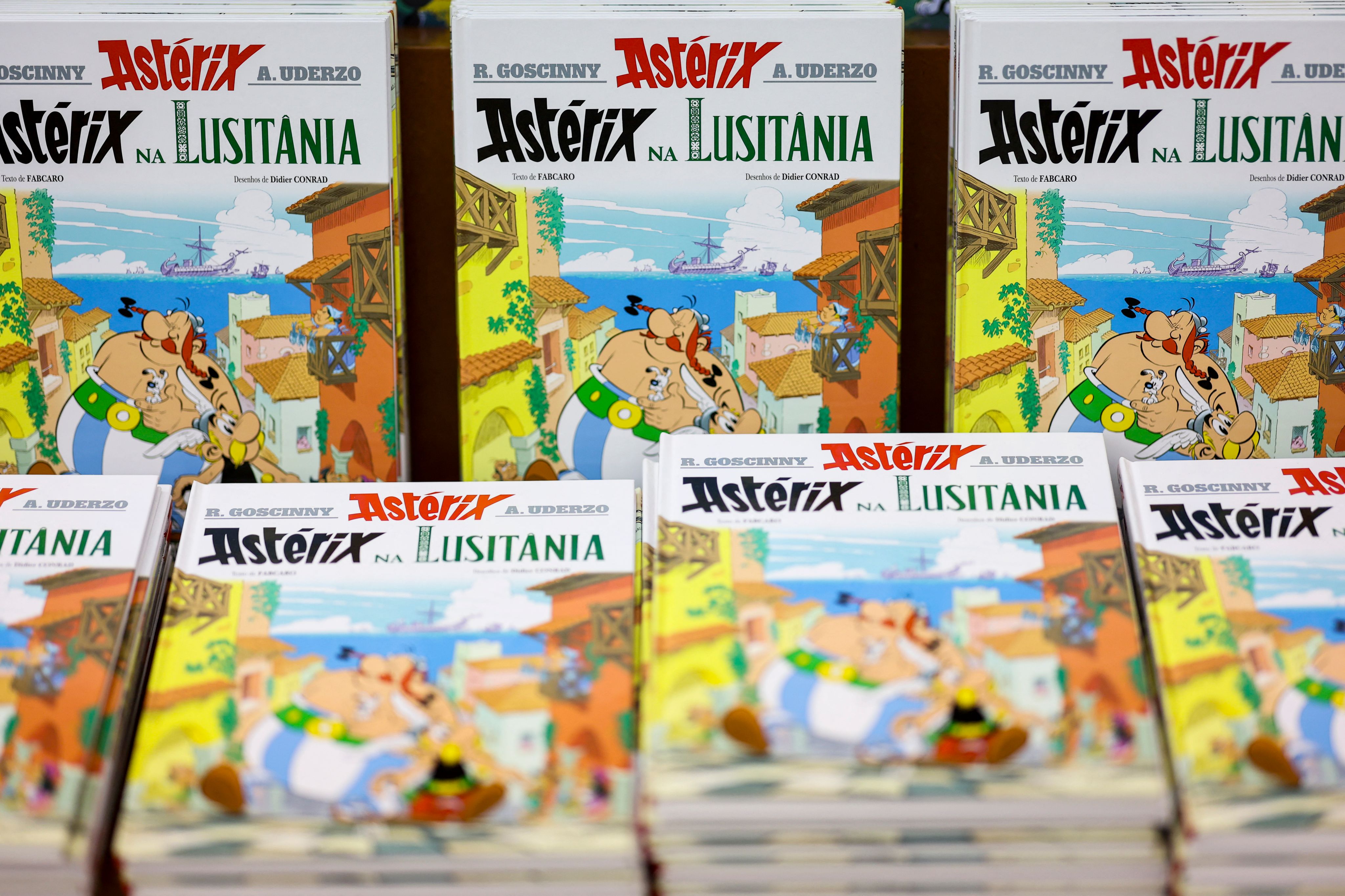 Le lancement du dernier album "Astérix en Lusitanie" à Lisbonne au Portugal, le 23 octobre 2025.