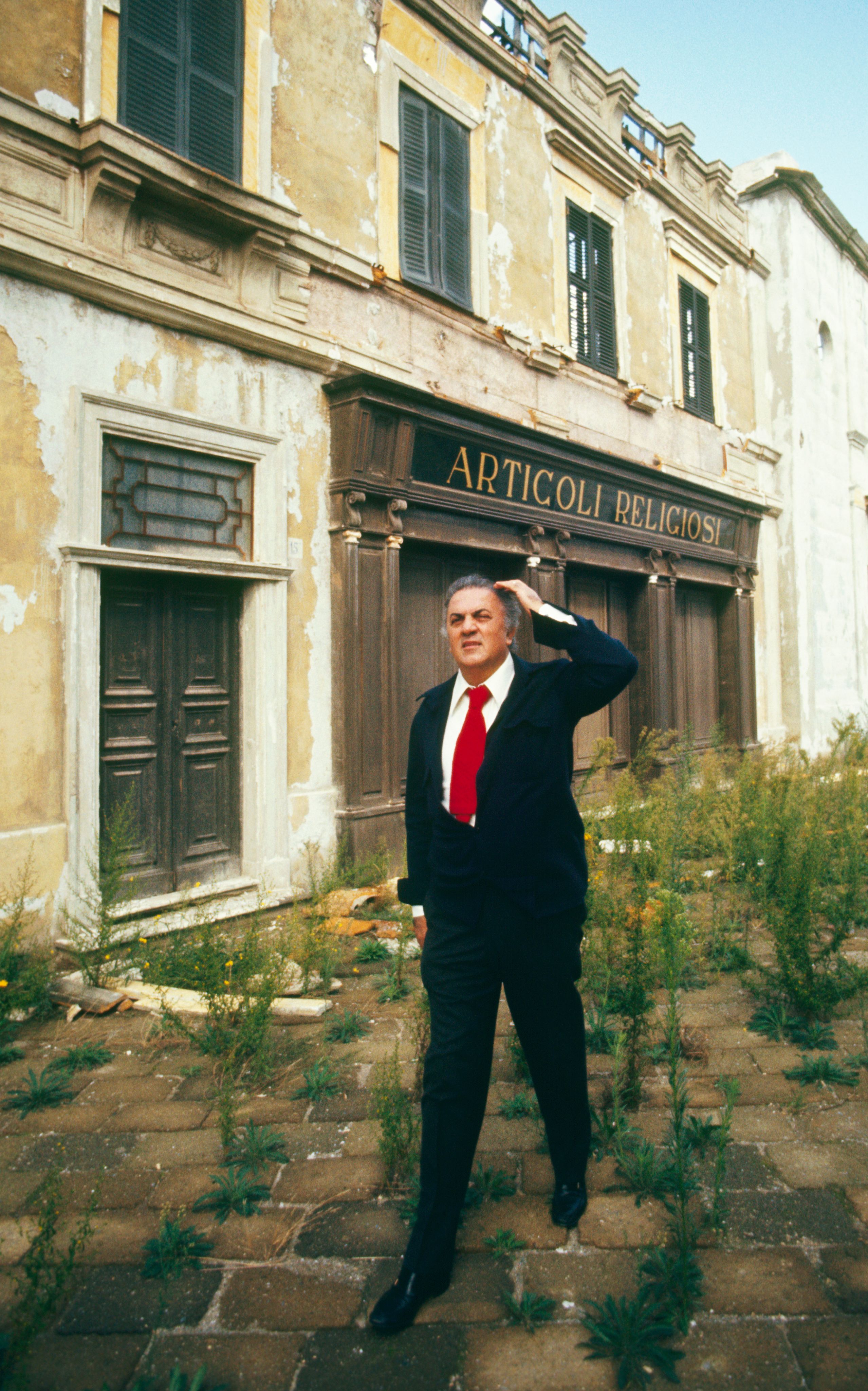 Federico Fellini sur le tournage d'Amarcord en 1973