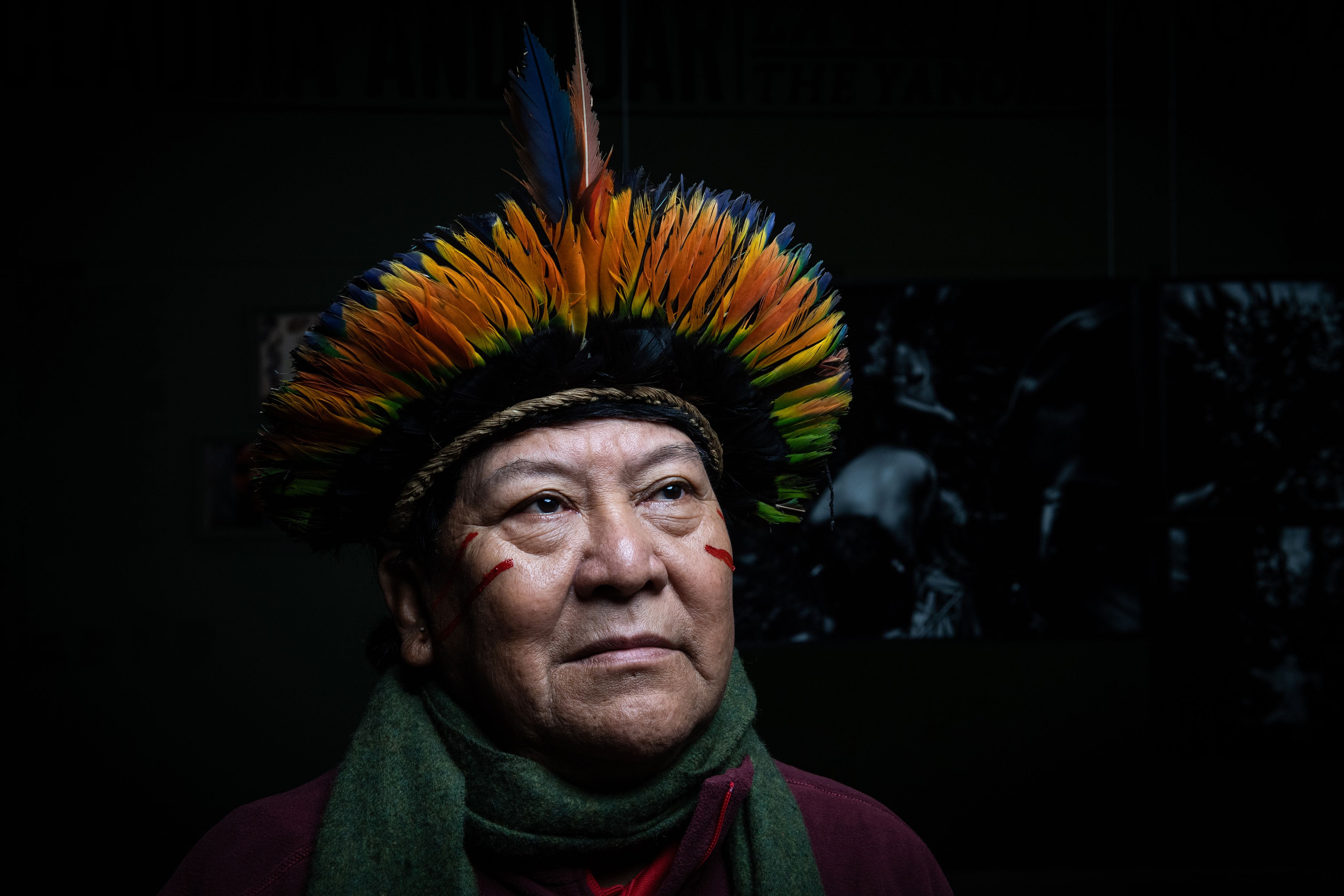 Davi Kopenawa, à la Fondation Cartier à Paris, le 28 janvier 2020.