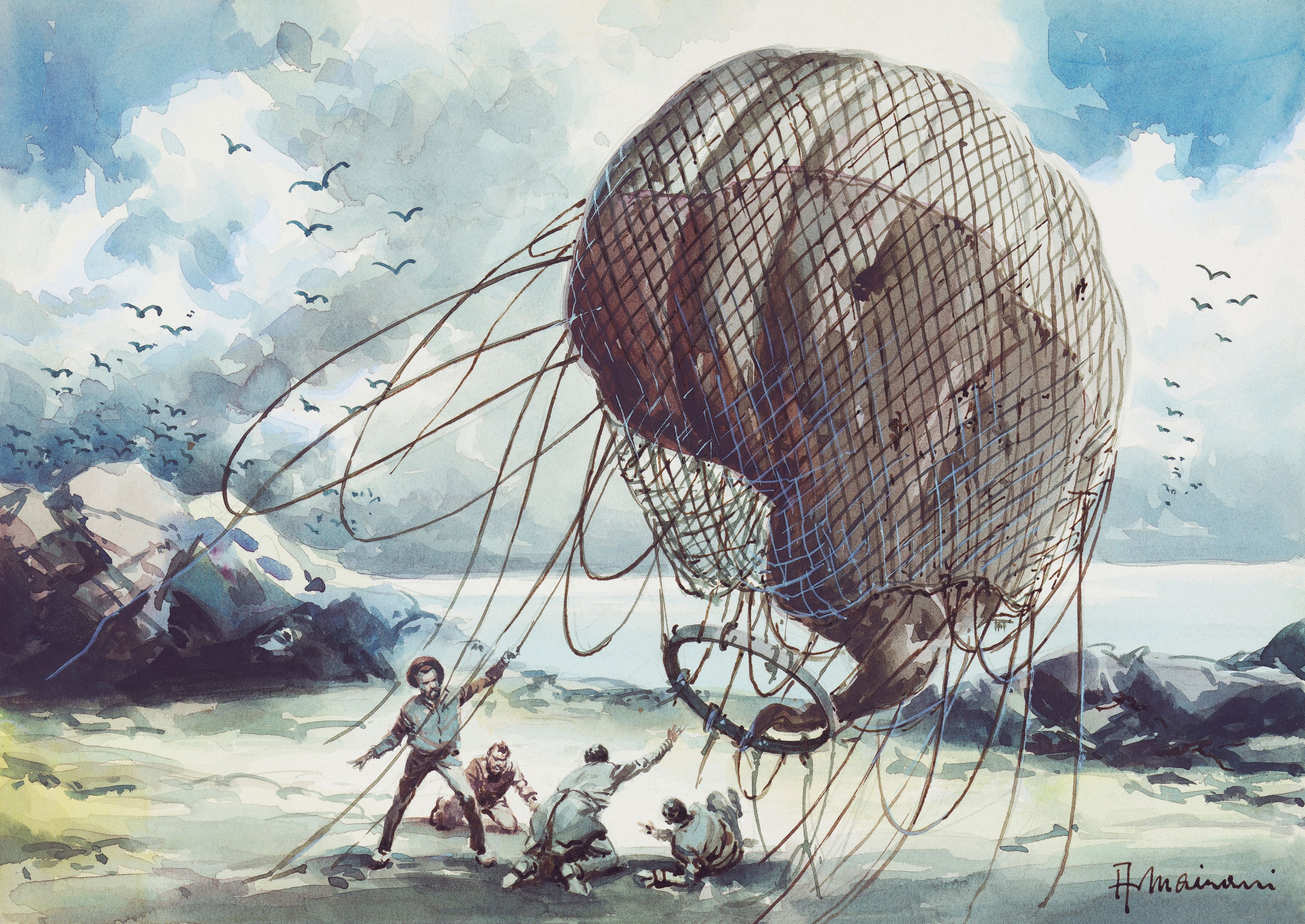 Illustration pour L'île mystérieuse, roman d'aventures de Jules Verne.