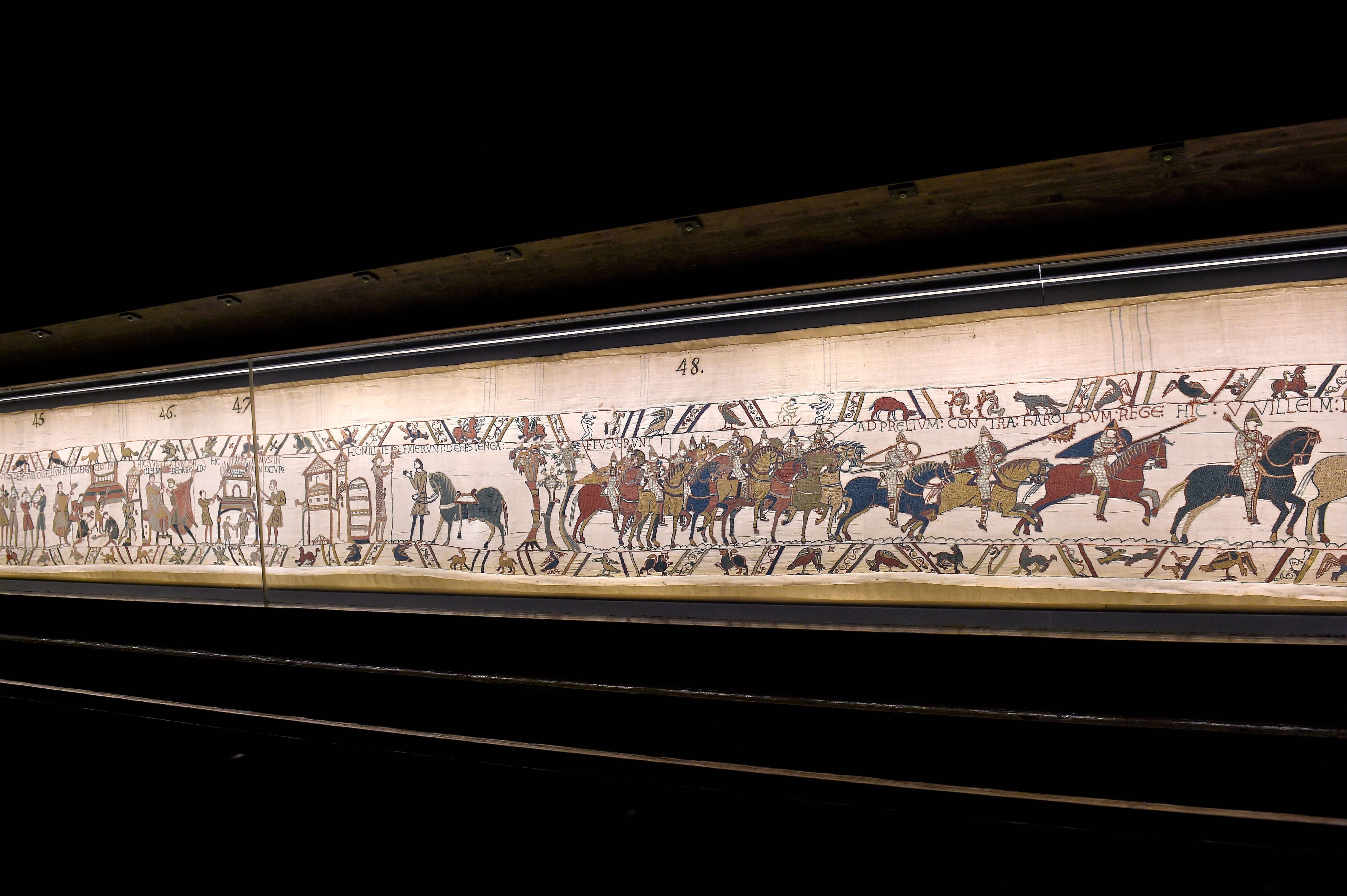 La Tapisserie de Bayeux, exposée à la mairie de Bayeux, le 17 janvier 2018