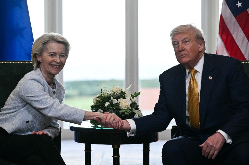 Le président américain Donald Trump et la présidente de la Commission européenne, Ursula von der Leyen, à Turnberry, en Écosse, le 27 juillet 2025.