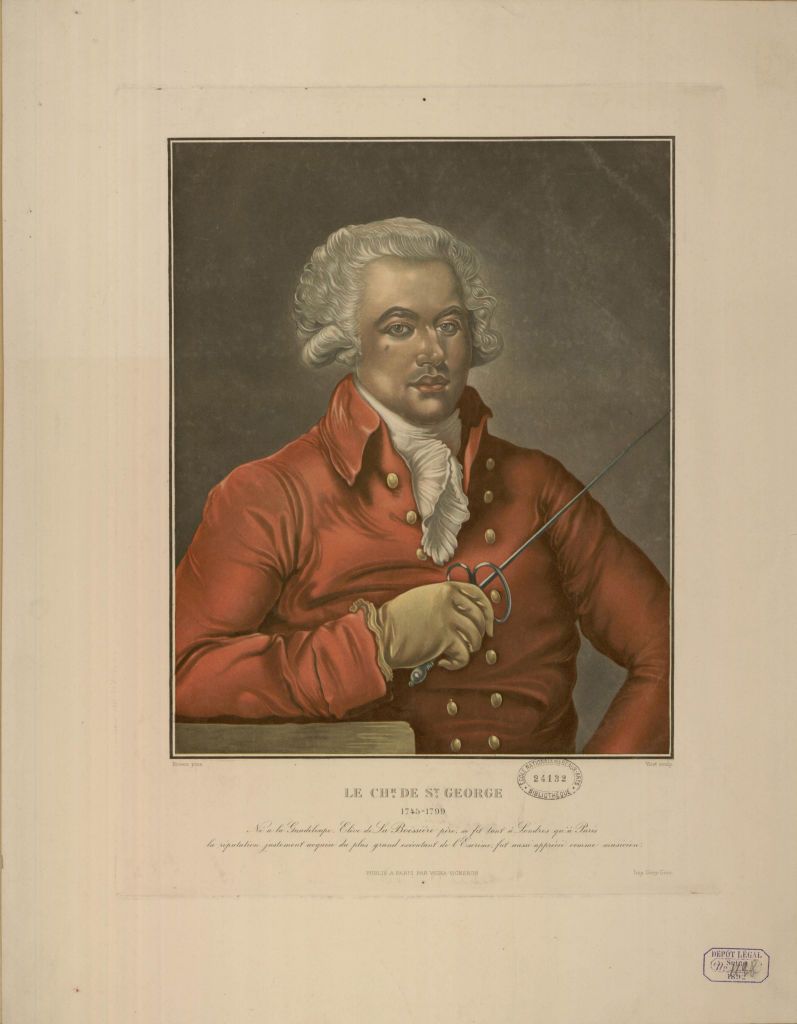 Portrait de Joseph Bologne, Chevalier de Saint-George (1745-1799), vers 1780. Collection de la Bibliothèque de l'Ecole Nationale des Beaux Arts