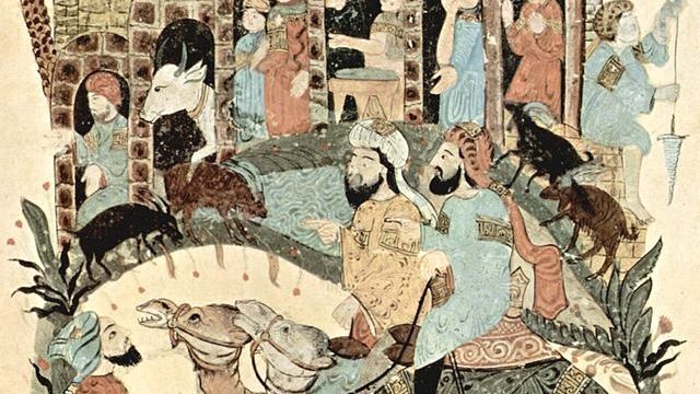 Caravane en route vers La Mecque par Yahya ibn Mahmud al-Wâsitî' - Maqâmât al-Harîrî - 1237 - The Yorck Project
