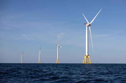 202509170400MCT_____PHOTO____US-NEWS-STATES-OFFSHORE-WIND-PROJECTS-GET A wind turbine generates electricity at the Block Island Wind Farm on July 7, 2022, near Block Island, Rhode Island. (John Moore/Getty Images North America/TNS)