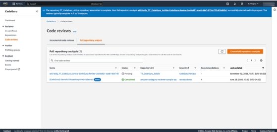 Code reviews page