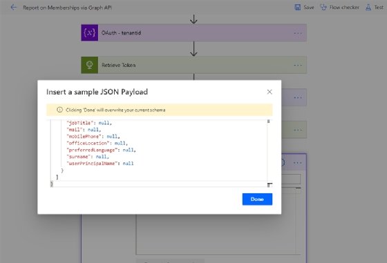 Sample JSON payload