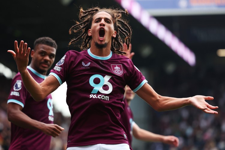 Hannibal Mejbri of Burnley celebrates a goal during the match against Sunderland.