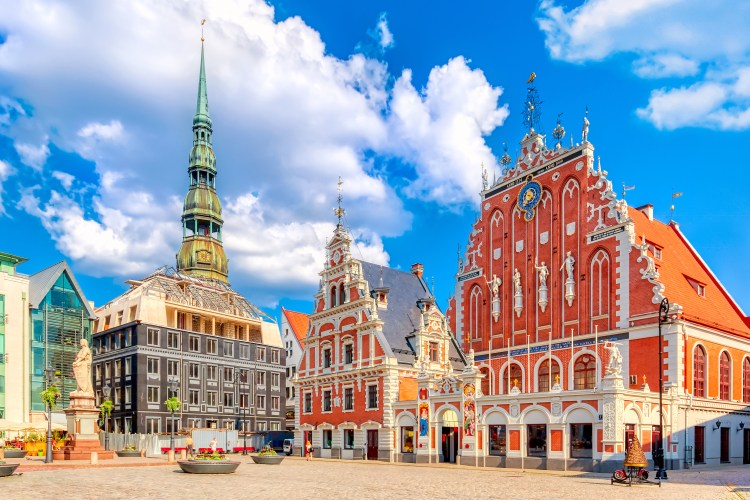 Town Hall Square in Riga, Latvia, one of the best places for an affordable city break in Europe
