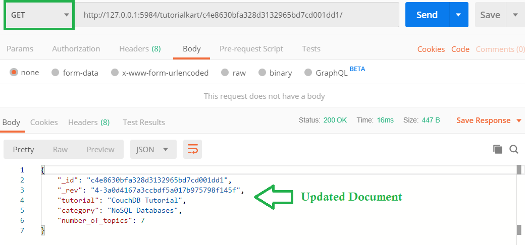 CouchDB Tutorial - GET document updated