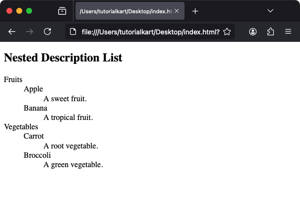 Nested Description Lists