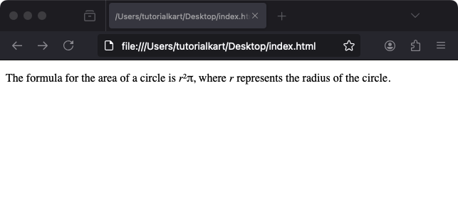 Example of a Variable in a Mathematical Formula using var tag in HTML