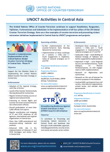 UNOCT Activities in Central Asia Cover of the Central Asia Programmes