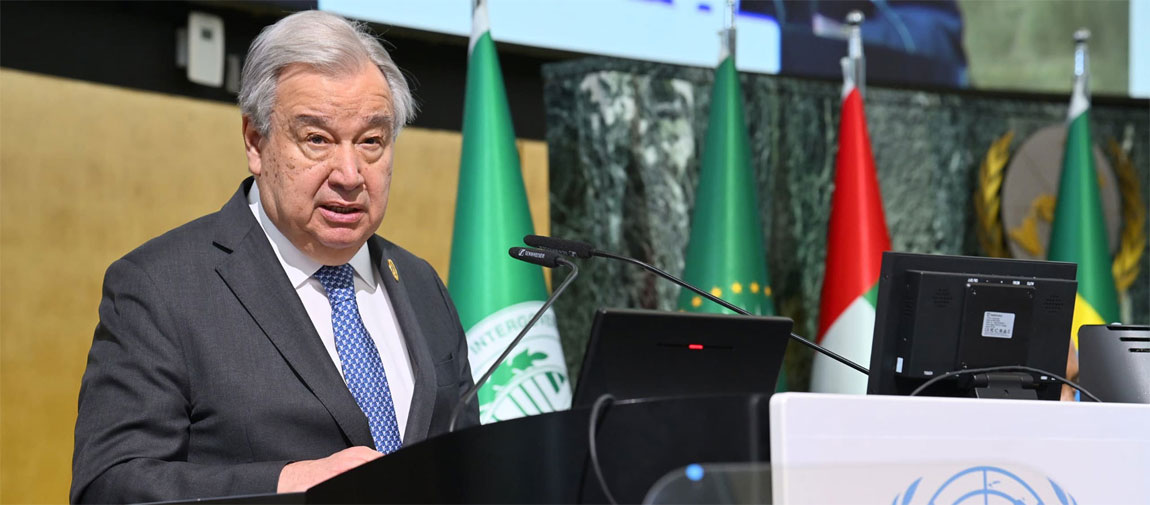 Secretary-General António Guterres speaks at the humanitarian conference. UNECA/Daniel Getachew 