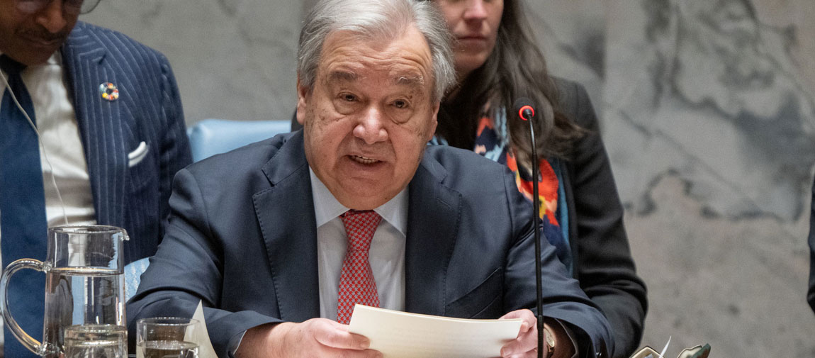 António Guterres addresses UN Security Council meeting on maintenance of international peace and security with a focus on practicing multilateralism, reforming and improving global governance. UN Photo/Eskinder Debebe