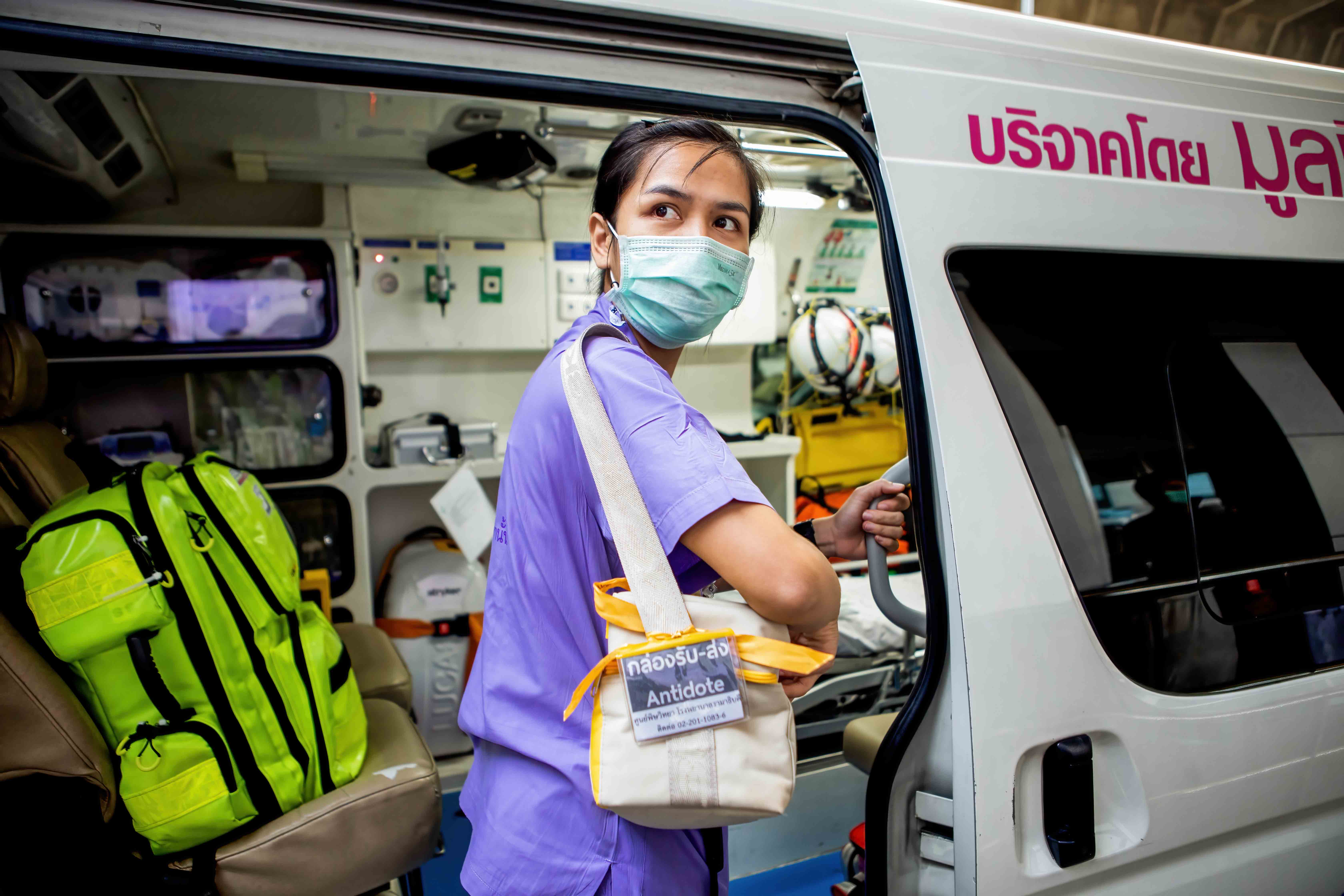A woman in an ambulance