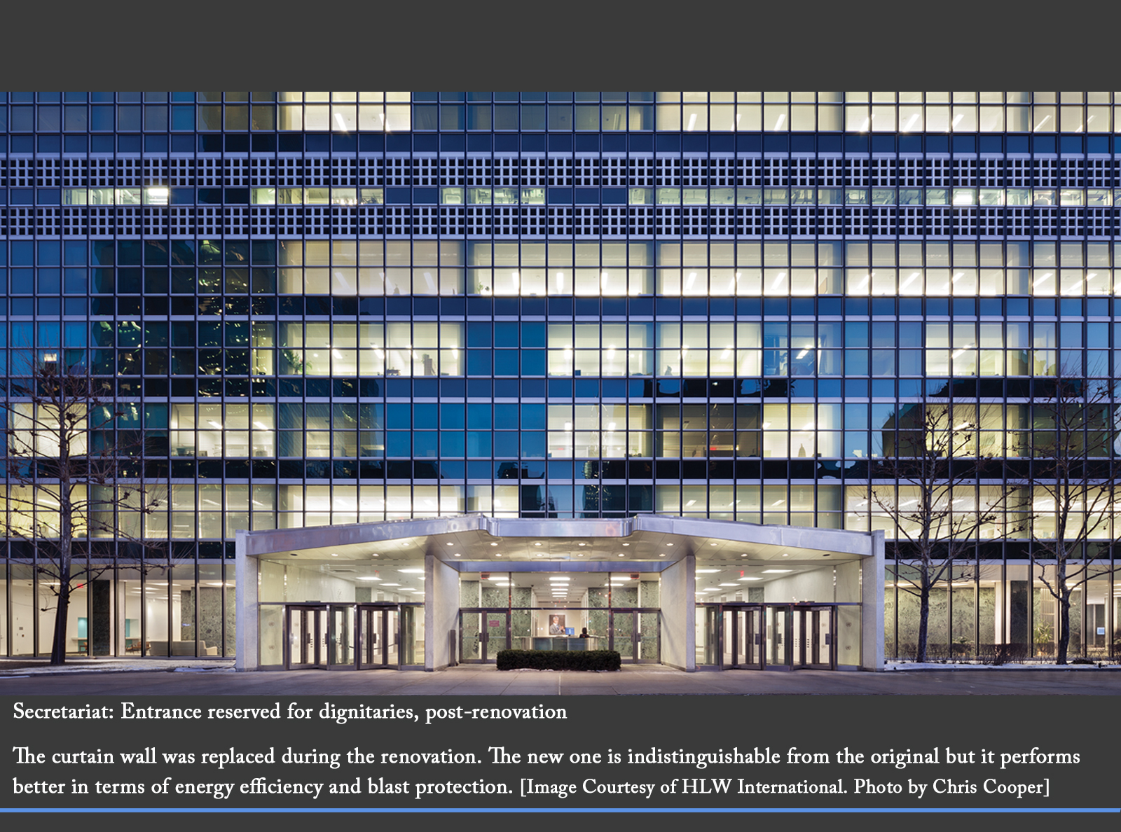 Secretariat: Entrance reserved for dignitaries, post-renovation 