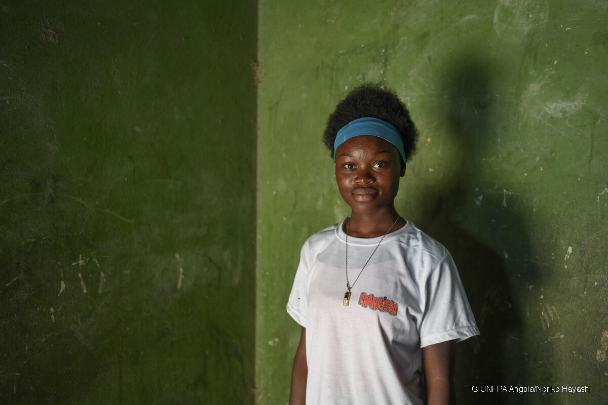 Sixteen-year-old Francisca from Angola engaged in UNFPA's Safeguard Young People programme, learning about health and rights