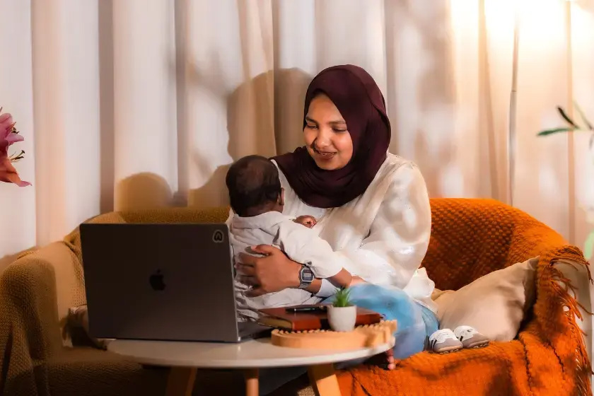 young woman with baby