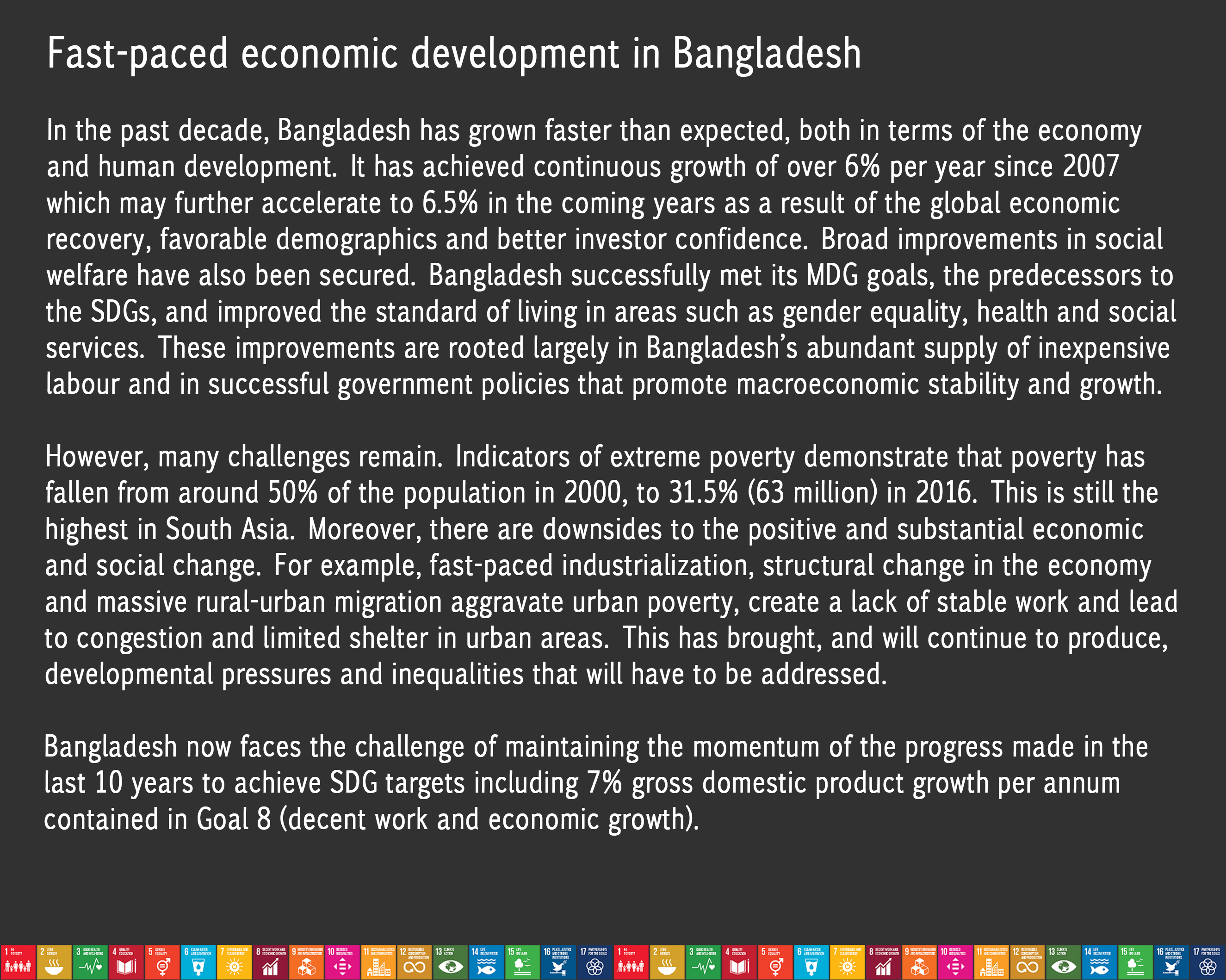 Fast-paced economic development in Bangladesh