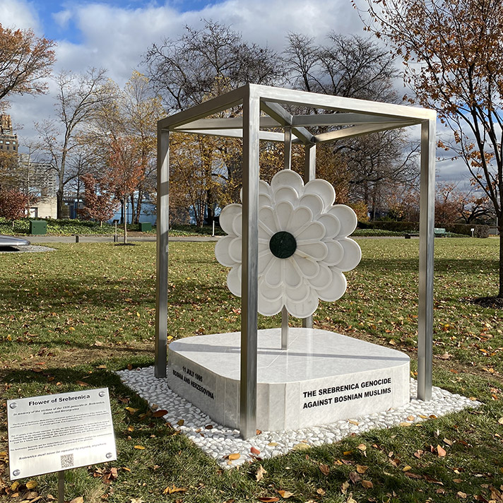 sculpture depicting white flower