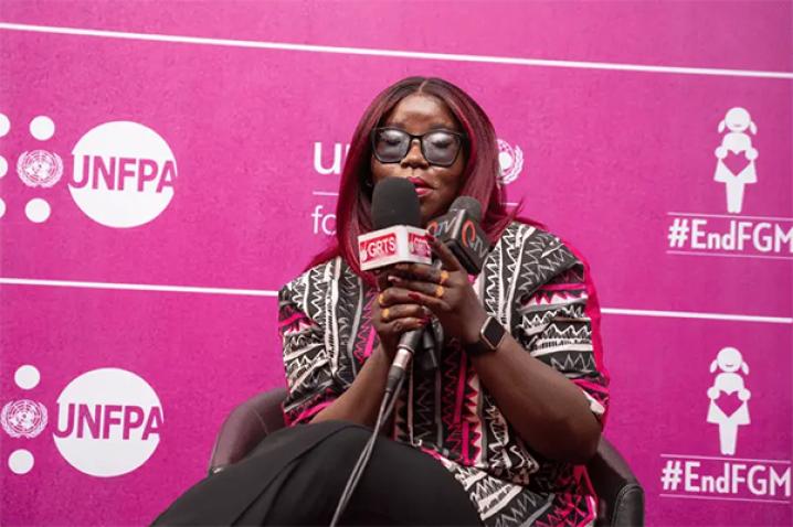 FGM survivor  Sainey M Ceesay speaks at The Gambia's 2024 FGM Conference.
