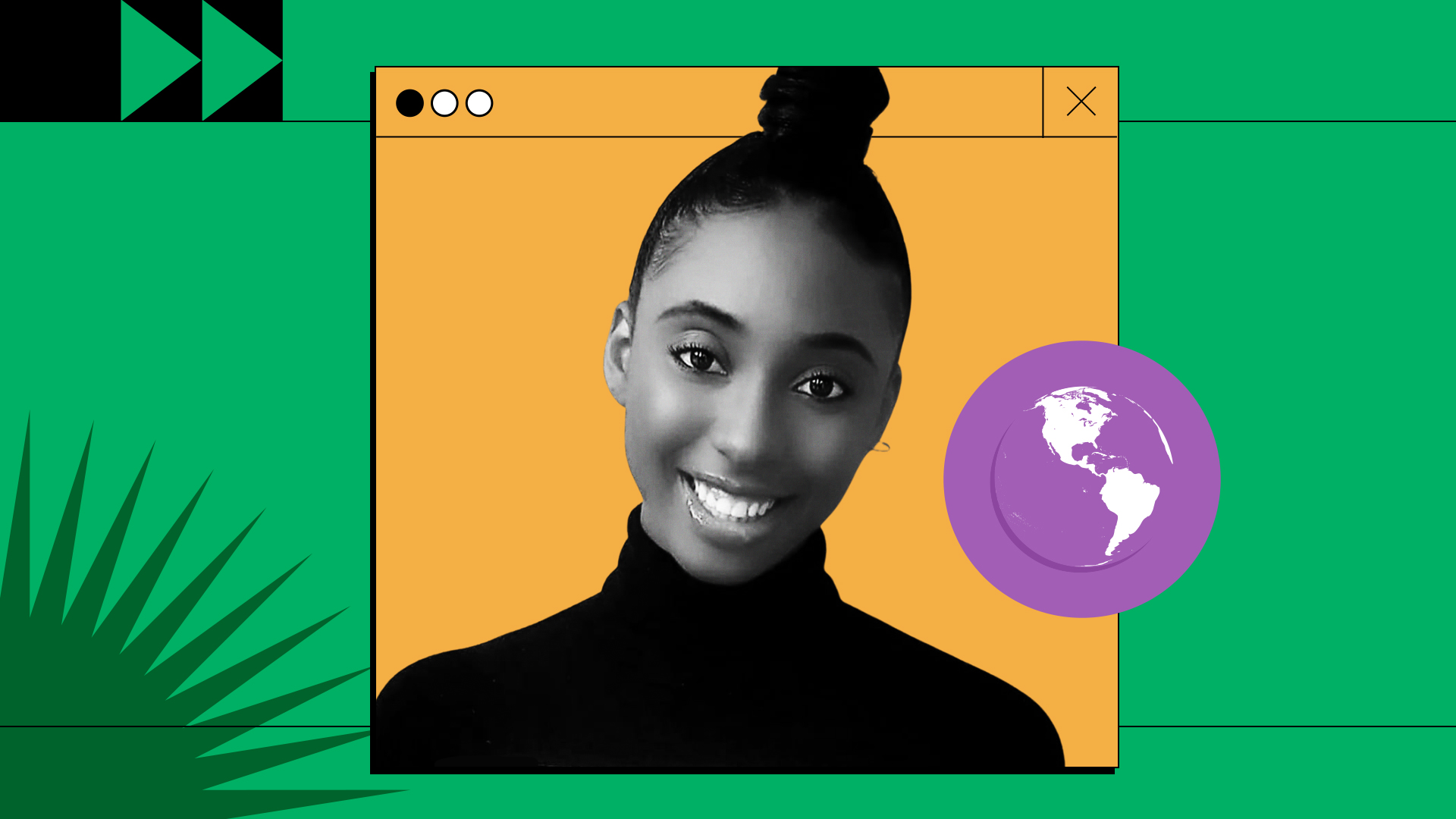 Elizabeth Wathuti, Climate Activist from Kenya Photocomposition: the photo of Elizabeth Wathuti, in black and white, holding a small tree in her hands.