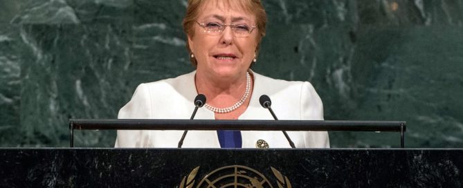 La presidenta de Chile, Michelle Bachelet, en la Asamblea General de la ONU. Foto: ONU/Cia Pak